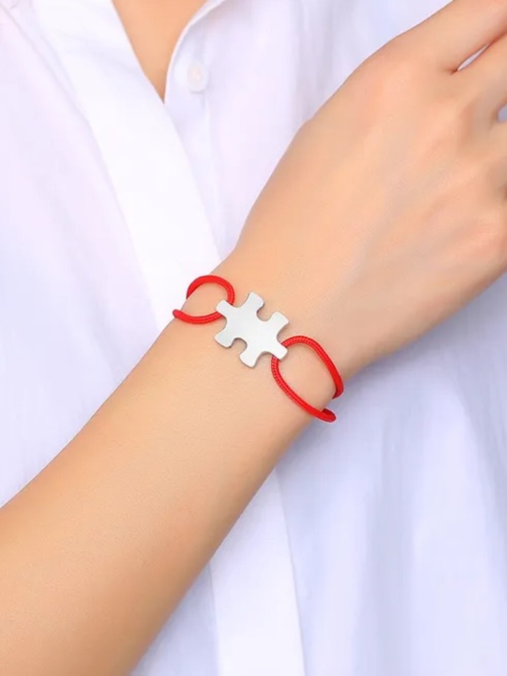 Puzzle Piece Corded Bracelet